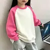 Sudadera para Niñas Estilo Primavera y Otoño 26 Nueva Raglán Delgada Superior Estilo Coreano Elegante para Niños Medianos y Grandes Ropa Infantil de Moda Superior