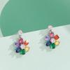 Pendientes de circonita de color de moda europea y americana para mujer, forma de flor de pétalos románticos, nueva personalidad, dulce temperamento, alta calidad, personalizados