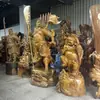 Grande Escultura em Madeira Buda Maitreya Barriga Grande Madeira Maciça Ornamentos para Sala de Estar Esculpido Guan Gong Guanyin Estátua Vermelha para Desktop