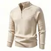 2026 Nuevo Suéter de Punto con Cuello Alto y Media Cremallera para Hombre Otoño/Invierno Transfronterizo Talla Grande Moda Casual Camisa Base para Hombre