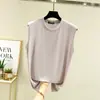 Camiseta sin mangas de modal ligera de verano con cuello redondo medio para mujer, camiseta básica sin mangas, top casual holgado