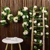 Simulación Transfronteriza Mimbre de Rosa Flor Artificial Pared de Flores Aire Acondicionado Tubería de Agua Mimbre Vestir Arco de Boda Flor Decorativa Enroscada Mimbre