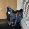 Bolso Bandolera de Mezclilla para Mujer, Lavado, Gran Capacidad, Bolso de un Solo Hombro, Estilo Relajado, Bolso Cruzado Casual para Estudiantes, Viajes Diarios, Tutorías
