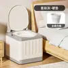 Inodoro Móvil para Ancianos, Mujeres Embarazadas, Silla Plegable Portátil para Adultos, Escupidera Doméstica de Plástico para Interiores