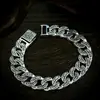 Pulsera Cubana de Plata de Ley S925 con Patrón de Hierba Tang, Tendencia Nacional de Nicho, Estilo Étnico Retro, Cadena Tanque Unisex, Diseño Original