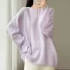 Outono/Inverno 100% Lã Preguiçoso Gola Redonda Suéter de Malha Solto Retrô Design Feminino Flor Tridimensional Top