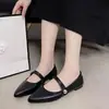 2026 Nuevos Zapatos Mary Jane de Correa Única con Punta Aguda y Superficie Suave para Primavera/Otoño Estilo de Noche Corte Bajo Suela Suave Fondo Plano Zapatos de Una Sola Pieza
