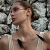 Cadena Facial de Borla de Plumas Más Vendida en Europa y América, Accesorios para Orejas con Colgante de Cristal de Moda Bohemia para Mujeres Cadena Facial