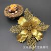 Flores de Navidad de 11 cm espolvoreadas con polvo dorado Cabeza de flor hueca Corona para árbol de Navidad Caja de regalo Accesorios de decoración de bodas Venta directa de fábrica