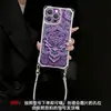 Adecuado para funda de teléfono Apple 17 Pro Max, iPhone 15 con cordón en las cuatro esquinas, 16 con diseño de loto chapado en oro, 13 de estilo chino, 14 de silicona