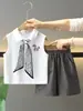 X227 Conjunto de Verano para Niños Nuevo Estilo Coreano Atractivo Chaleco Delgado sin Mangas para Niños Ropa de Verano para Bebés Conjunto de Dos Piezas Moderno