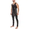 Productos Transfronterizos Tallas Grandes para Hombre Mono de Cuero Brillante de PVC Sexy de Ajuste Abierto Mono Ajustado Pantalones de Cuero Talla Precisa