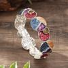 Pulsera Elástica Geométrica Redonda de Esmalte de Colores Línea Pétalo Más Vendida Transfronteriza, Pulsera Floral de Gama Alta para Mujer