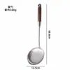 Conjunto de Utensílios de Cozinha em Aço Inoxidável 304 com Madeira de Nogueira e Cabo de Madeira, Espátula de Cozinha, Concha de Sopa, Escumadeira, Colher de Cozinha Espessa Doméstica e Espátula