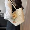 Bolso de paja tejida para mujer, gran capacidad, nuevo bolso de playa de verano 2023, combinable con todo, bolso de cubo popular de este año