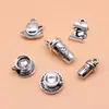 Juego de 6 Colgantes y Accesorios de Café de Plata Antigua, 6 Estilos, 1 de Cada Uno, aproximadamente 15 g por Juego