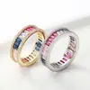 Anillos de Nuevo Estilo Transfronterizos, Anillos Rectangulares de Circonita Coloridos, Diseño de Nicho Japonés y Coreano, Anillos Unisex, Venta al por Mayor de Fábrica