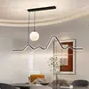Lámpara de araña para restaurante con un toque de alta gama, lámpara de luna minimalista moderna, lámpara LED de diseño alargada minimalista para mesa de comedor y barra de bar