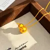Collar de Gato de la Fortuna Calabaza Estilo Chino Nuevo Bañado en Oro Estilo Antiguo con Colgante de un Color, Accesorios al por Mayor Cadena para Clavícula Xiaohongshu