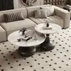 Juego de mesa de centro moderna minimalista de pizarra, de lujo ligero con un toque de alta gama, adecuado para salas de estar pequeñas, uso doméstico, varios tamaños de mesas de centro y mesas auxiliares redondas