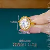 Aretes de Encaje Ovalados Incrustados de Diamantes y Anillo a Juego para Mujer, Estilo Lujo Ligero Transfronterizo, Collar de Oro Arena Vietnamita, Joyería de Lujo de Yiwu