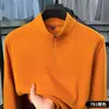 Moletom masculino de alta qualidade em cashmere, com zíper parcial e gola alta, manga longa, estilo primavera e outono, camiseta base para usar por baixo, atacado de roupas masculinas