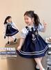 Vestido de Princesa Estilo Escolar para Menina 2025 Verão Novo Infantil Falso Duas Peças Vestido JK Saia Judy para Menina