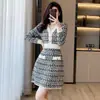 Vestido de punto estilo francés para mujer, otoño e invierno, petite, elegante, adelgazante, vestido suéter base