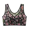 Sujetador de Botones Frontales Estilo Mamá para Mujer, Estampado, Sin Varillas, Push-Up, Transpirable, Copa Fija, Estilo Camiseta sin Mangas, Tallas Grandes