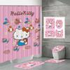 Fabricante Original Comercio Electrónico Transfronterizo Impresión Digital 3D Impermeable Poliéster Cortina de Ducha para Baño Serie Hello Kitty Ventas Directas de Fábrica