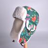 Sombrero Lei Feng del noreste con flores grandes de estilo étnico para mujer, de invierno, con forro polar grueso, protección para las orejas, de algodón, para exteriores, resistente al frío y al viento para ciclismo.