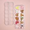 Caja de 12 Joyas para Uñas Calientes con Combinación de Gatito de Cuero Negro de Verano Caja de Materiales para Uñas Artísticas Venta al por Mayor