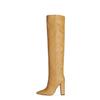 Comercio Exterior Transfronterizo 2026 Primavera y Otoño Nuevo Estilo Botas Altas de Tacón Grueso Plisadas Botas Largas Moda Pasarela Botas para Mujer Tallas Grandes Zapatos para Mujer