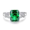 Anillo de Plata de Ley S925 de Fábrica Fuente Transfronteriza Nicho de Gama Alta Diamante de Alto Carbono Corte Flor de Hielo Esmeralda en Stock Venta al por Mayor