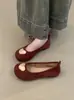 Zapatos planos ultra chicos de punta ancha, forma de corazón dulce con hebilla metálica, versión coreana 2026, punta redonda, boca poco profunda, suela suave, sin cordones
