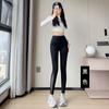 Pantalones de bolsillo para mujer Primavera y Otoño delgados cintura alta abdomen reductor ajustados pantalones Barbie nailon deportivos leggings de yoga para mujer