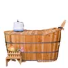 Bañera de Madera para Adultos, Tina de Baño para Cuerpo Completo en Casa, Baño de Vapor Sauna, Baño Yao, Bañera de Madera Maciza para Salón de Belleza