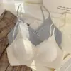 Lencería Cómoda de Pecho Comic Ampliamente Separado para Mujeres con Pecho Pequeño Recogiendo y Haciendo Parecer Más Grande Base Líquida Tirantes Finos Sujetador sin Aros