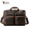 Maleta de Couro Masculina Personalizada de Fábrica Grande Capacidade Bolsa para Laptop de 16 polegadas Mochila de Couro Crazy Horse Versão Ampliada