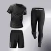 Ropa Deportiva Transfronteriza para Hombre Traje Deportivo Mallas de Secado Rápido Alta Elasticidad Entrenamiento de Carrera Ropa para Baloncesto Carrera Matutina Primavera y Otoño
