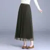 Saia Plissada Versátil de Malha A-line Slimming de Cintura Alta Longa Outono/Inverno 2026