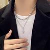 Ins Celebridade da Internet Camada Dupla Costura Quatro Homens Estrela Colar Empilhado Feminino Nicho Corrente para Camiseta Suéter Estilo Frio Joias Cool