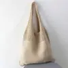 Corea del Sur chic simple retro tejido hueco bolso de mano bolso de hombro bolso tipo chaleco para mujer bolso de lana ins bolsa de compras