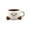 Taza y Platillo de Café con Huella de Pie Lindos Dibujo Animado Grabado Taza para Beber Taza de Té Taza de Leche Taza de Desayuno Regalo de Cumpleaños Recuerdo