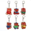 Chaveiro de acrílico transparente dupla face urso de desenho animado macio fofo estilo ins da Coreia do Sul acessórios de pingente para mochila escolar