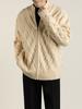 Casaco Cardigan de Gola Alta Tricotado Masculino Primavera e Outono 2024 Novo Estilo Jaqueta Suéter Xadrez Diamante Masculina