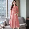 Vestido Elegante de Color Sólido con Mangas Largas, Talla Grande, Nuevo Encaje para Otoño 2026, Delgado, para Madres