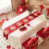 Mantel de Año Nuevo Impermeable y a Prueba de Aceite Sin Lavado 2026 Nuevo Estilo Rojo Ambiente Festivo Mantel Individual Cubierta de Tela Decoración de Año Nuevo