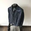 Chaqueta de cuero deconstructada tie-dye estilo retro americano 2026 para hombre, elegante chaqueta de cuero corta y ancha con bordados a la moda