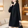 Vestido Midi Preto Elegante com Zíper e Lapela Plus Size Feminino Outono Moda Casual Redutor de Idade para Gordinhas MM